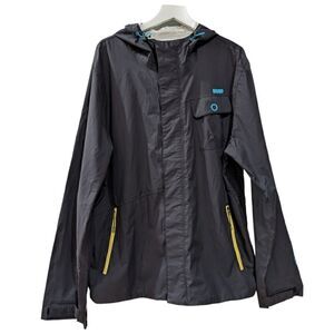ORAGE Men's Pinstripe Nylon Windbreaker Hooded Full Zip Jacket Size XL